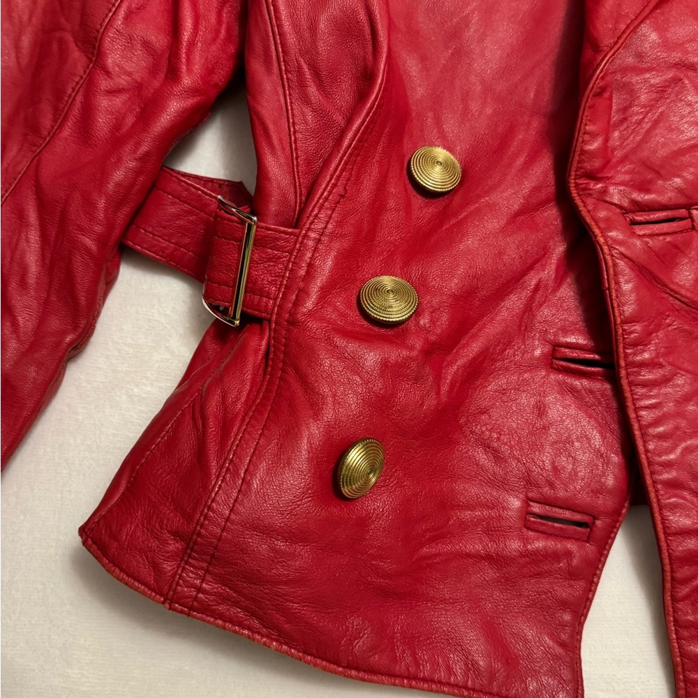Danier Red Leather Jacket - Picture 6 of 8